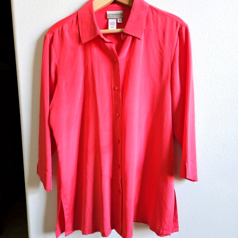 Silk Coldwater Creek Small Coral blouse